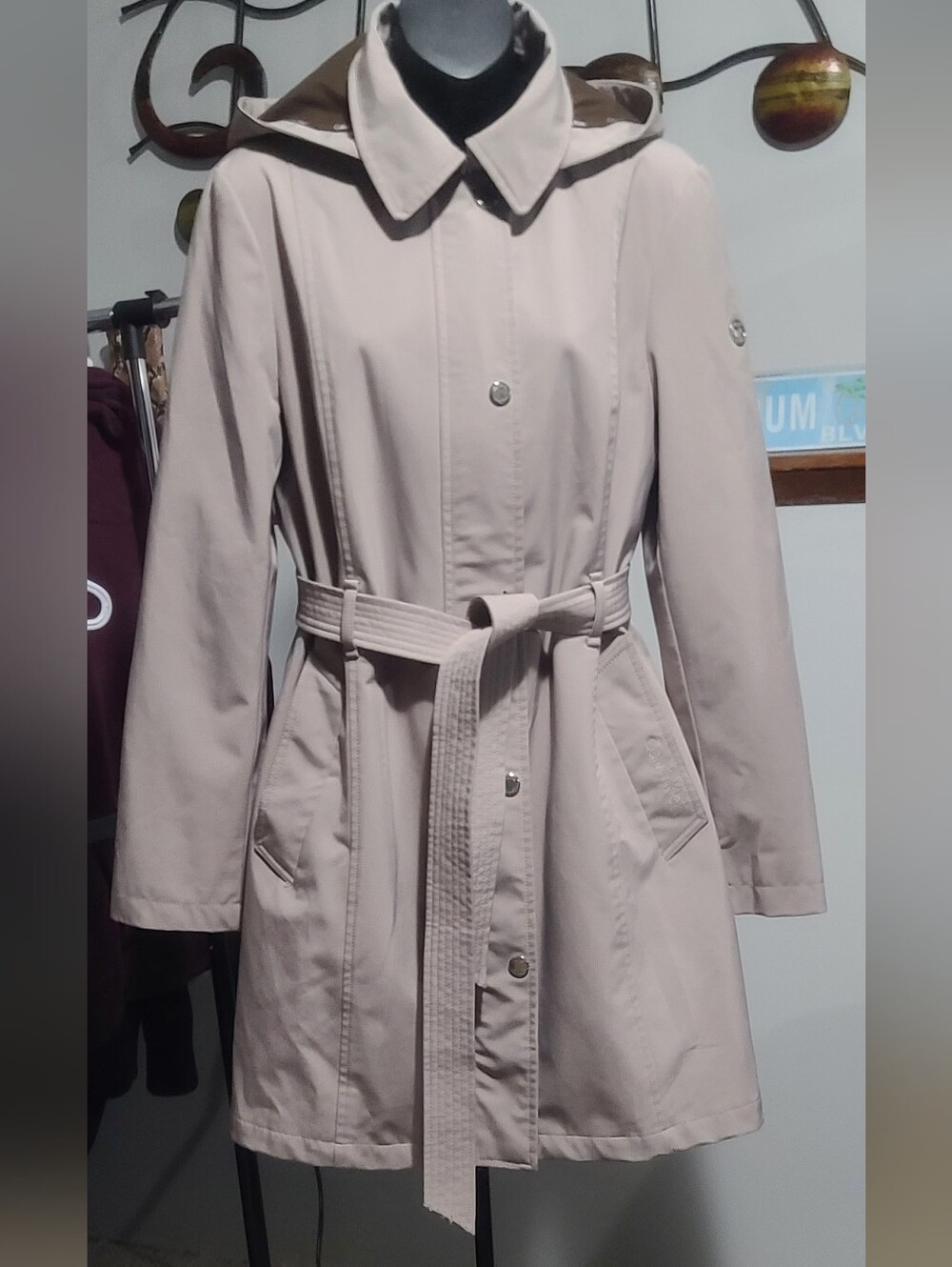 Calvin Klein Light Beige Women’s Belted Trench Coat